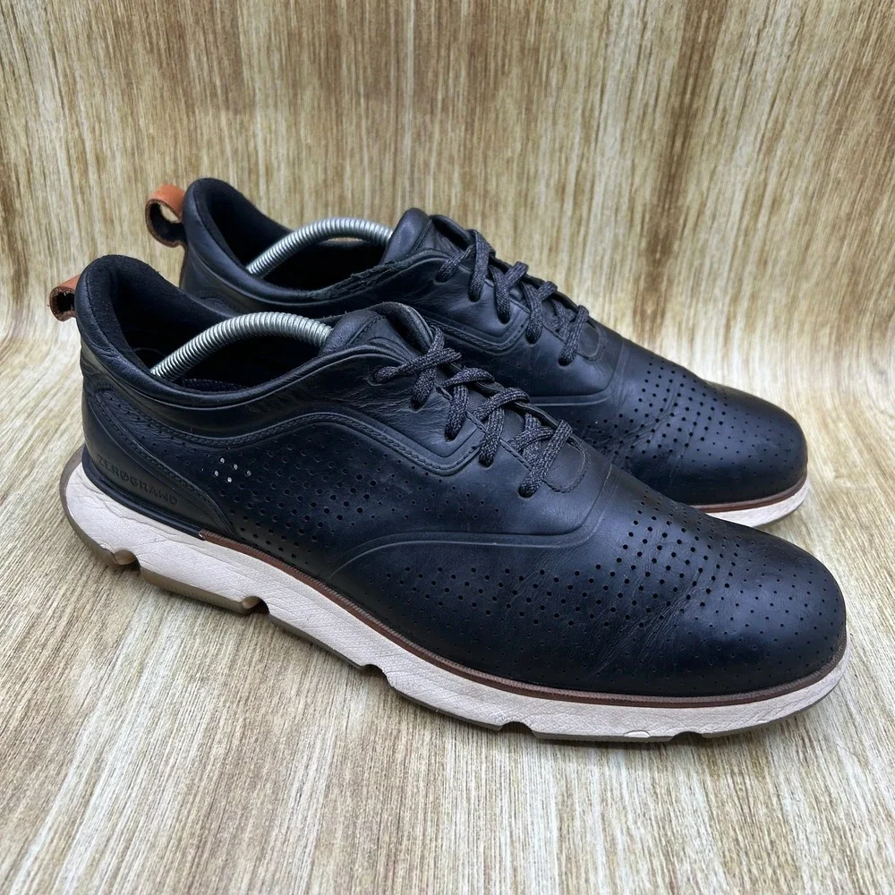Cole Haan 4.Zerogrand Laser Wingtip Oxford Men's 11 M Black Leather Shoes C32383